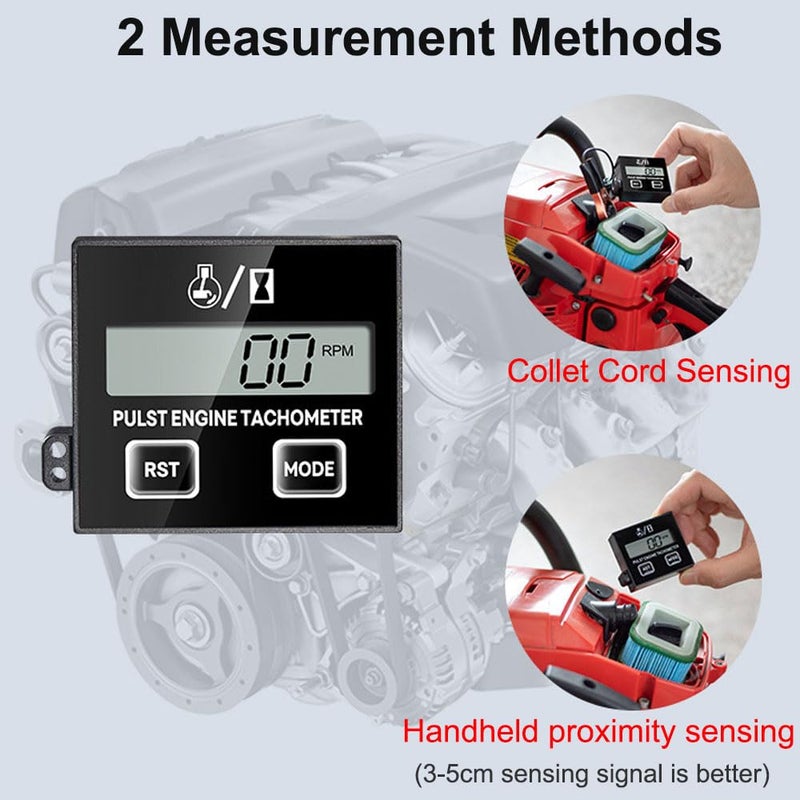 Linkhood Small Engine Tachometer, Digital Tachometer Tach Gauge Reset Function Equipped with Clip, Inductive Hour Meter for 2 Stroke 4 Stroke Small Engine for Cropper Generator Lawn Mower RV - Image 2